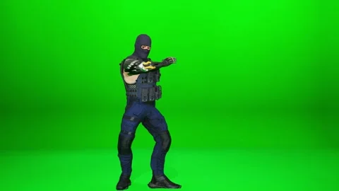 Cyberpunk Soldier Dance Dynamic Action Green Screen 스톡 동영상 320100713