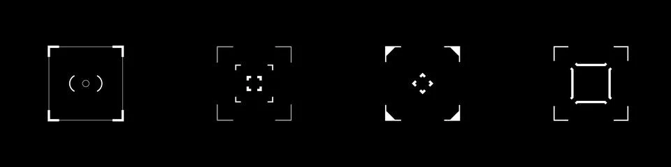 Cyberpunk style design elements set. Square, aims, sights, and crosshairs. Illustrazione stock