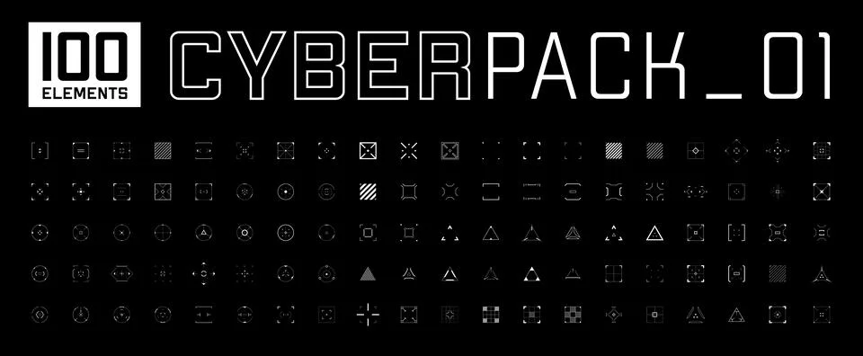 Cyberpunk style design elements set. Stock Illustration