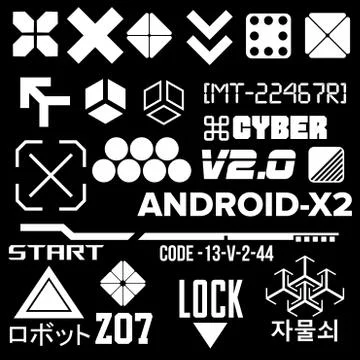 Cyberpunk Style Elements 2 스톡 일러스트