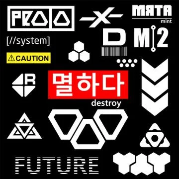 Cyberpunk Style Elements 3 Stock Illustration