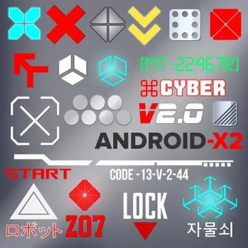 Cyberpunk Style Elements Color Stock Illustration