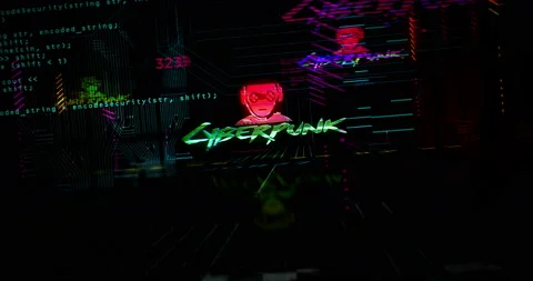 Cyberpunk style intro night theme Video stock 145465415