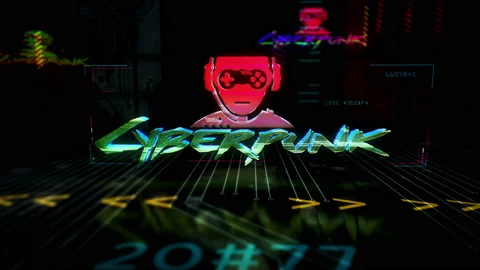 Cyberpunk style intro theme Stock Footage 145394091