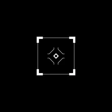 Cyberpunk style rectangle target. Modern GUI square target, aim, HUD sight Stock Illustration
