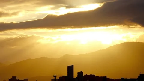 Cyberpunk Styled Beautiful Contrast Sunset Timelapse in Japan,4K,3x Speed Stock Footage 346279799