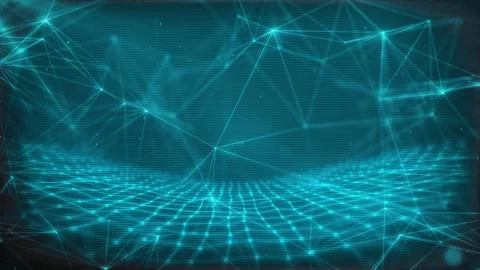 Cyberpunk Virtual Reality room, Geometric Display, Plexus Network Stock Footage 283095335