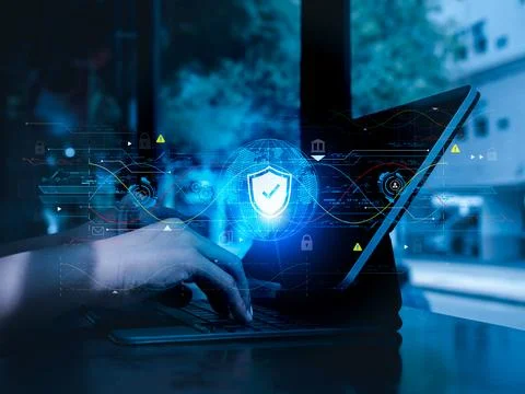 Cybersecure, worldwide internet network security technology, privacy digita.. Foto stock
