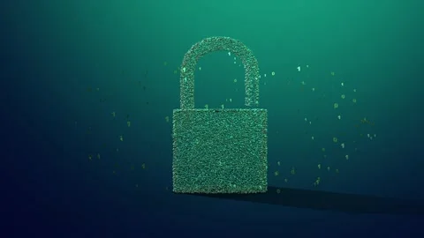 Cybersecurity. Abstract padlock. Emerald background. Stock Footage 252833935