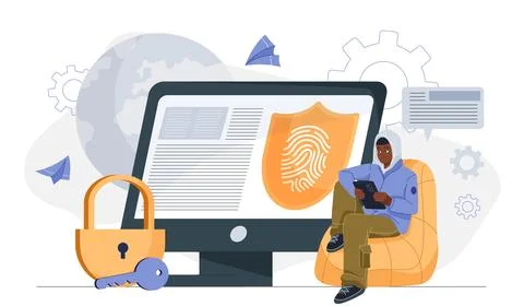 Cybersecurity access control concept. Vector illustration Stock Illustration