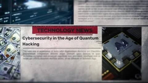 Cybersecurity in the Age of Quantum Hacking Headline Title on Newspaper Stock Footage 317054920