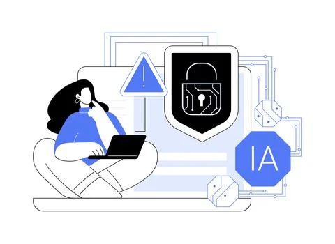 Cybersecurity AI for Threat Detection abstract concept vector illustration. Illustrazione stock