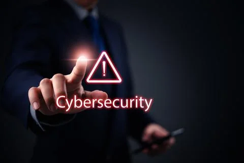 Cybersecurity alert concept showing data protection, security risk, and dig.. Stock Photos