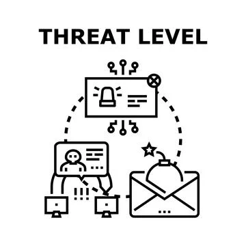 Cybersecurity alert indicating threat level and phishing attack 스톡 일러스트