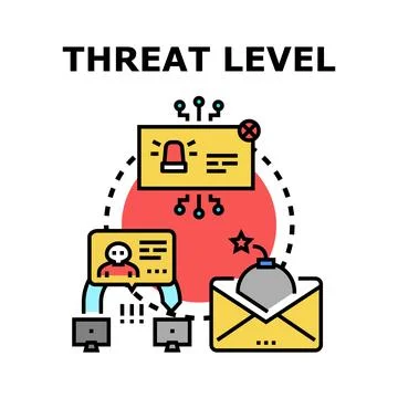 Cybersecurity alert indicating threat level and phishing attack イラスト素材