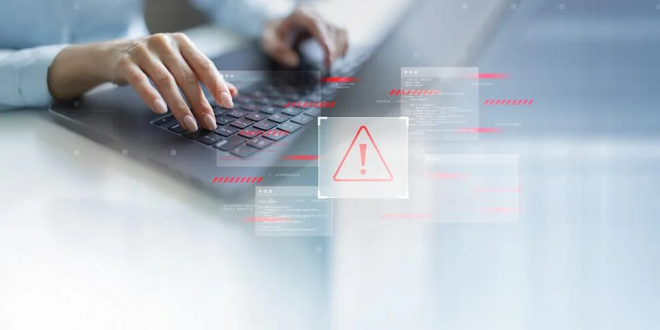 Cybersecurity Alert on Mobile Device Highlighting Data Breach Risk. Stock Photos