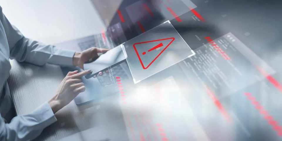Cybersecurity Alert on Mobile Device Highlighting Data Breach Risk. Stock Photos