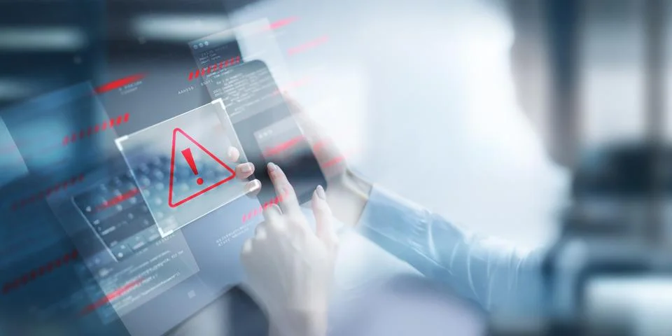 Cybersecurity Alert on Mobile Device Highlighting Data Breach Risk Stock Photos