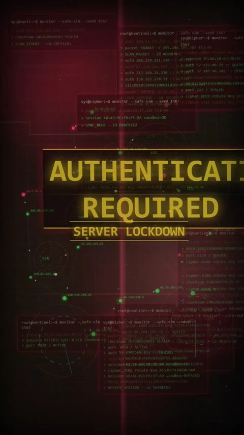 Cybersecurity Alert Server Lockdown Authentication Required Stock Footage 335347335