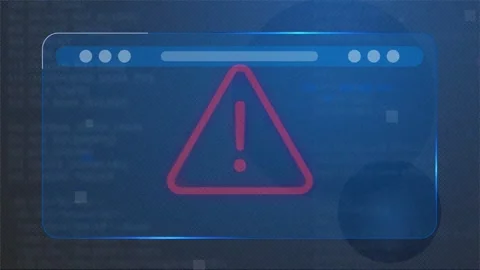 Cybersecurity alerts. Moving banner with warning symbol notifying of data errors Stock Footage 332221768