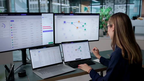 Cybersecurity Analyst Managing User Access With Laptop Stock Footage 339171880