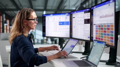 Cybersecurity Analyst Monitors Cloud Platform For Threat Detection Stock Footage 345854861