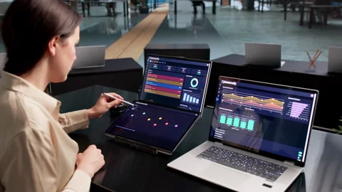 Cybersecurity Analyst Monitors Network Tools For Threat Detection Stock Footage 338171629