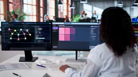 Cybersecurity Analyst Scans Company Network For Vulnerabilities Stock Footage 340405876