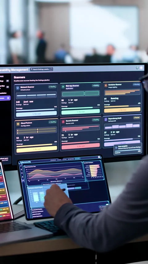 Cybersecurity Analyst Scans Laptop For Threats Stock Footage 340998204
