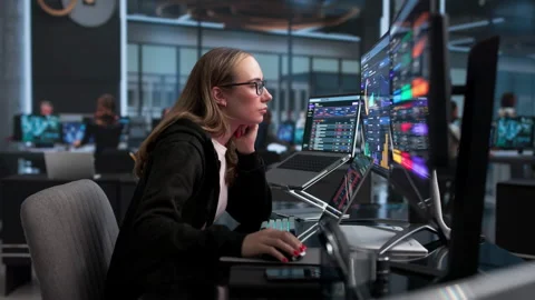 Cybersecurity Analyst Working On Threat Detection Stock Footage 338169513