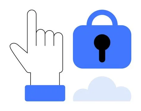 Cybersecurity and Cloud Fingerprint Identification Stock Illustration