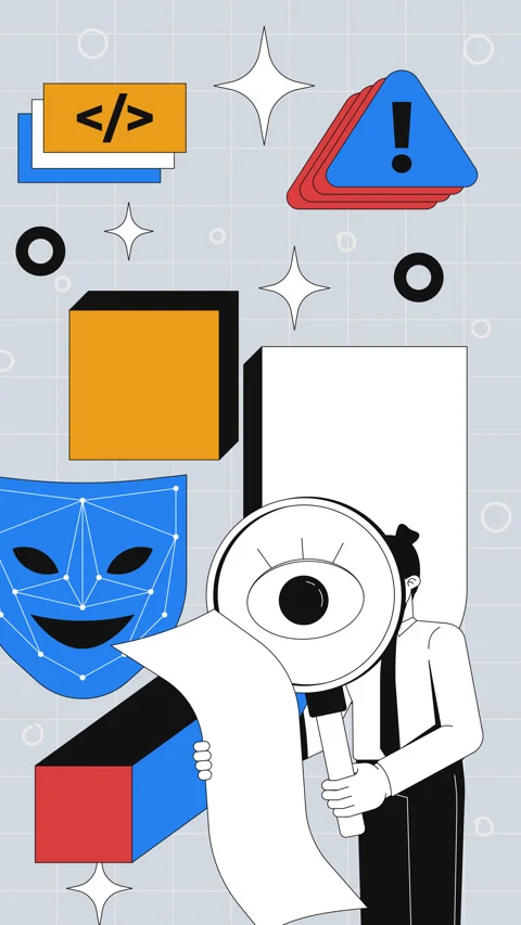 Cybersecurity and code inspection mixed media vertical animation Video stock 324849772