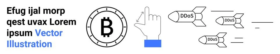 Cybersecurity and Cryptocurrency with DDoS Attacks Symbolized by Rockets イラスト素材