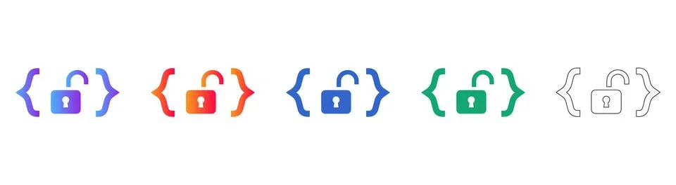 Cybersecurity and Data Access Icons Stock Illustration
