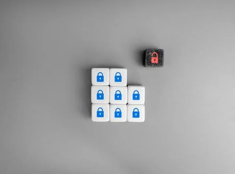 Cybersecurity and data protection concept with secure lock and one unlocked.. Stock Photos