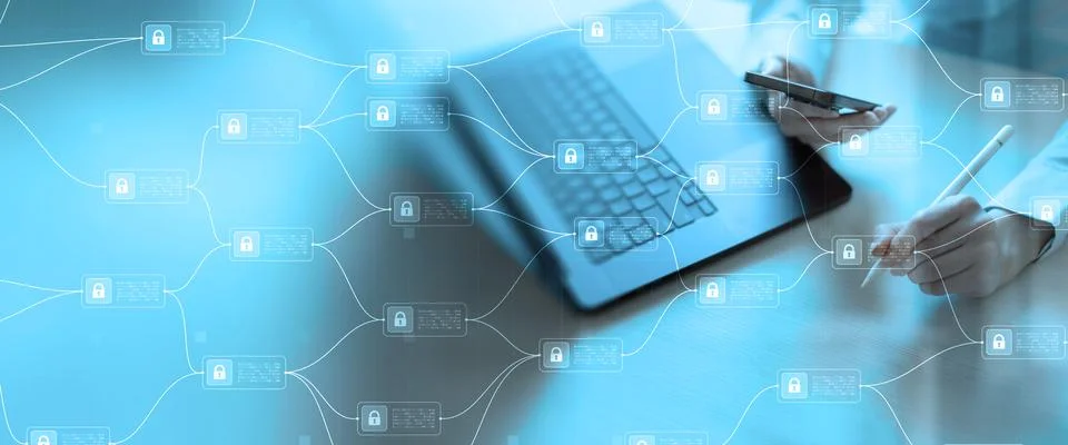 Cybersecurity and Data Protection in Digital Transactions Blockchain. Stock Photos
