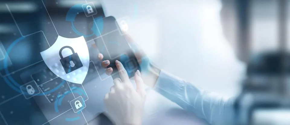 Cybersecurity and Data Protection in Digital Networks Technology concept. 写真素材