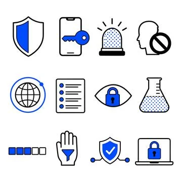 Cybersecurity and Data Protection Icons Illustrazione stock