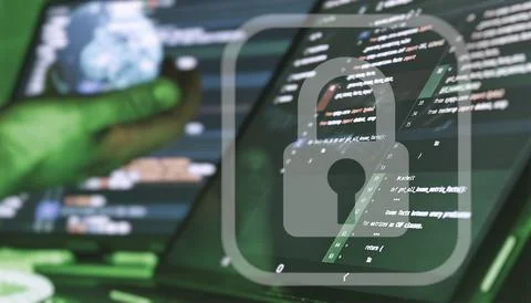 Cybersecurity and data protection in programming environment Stock Photos