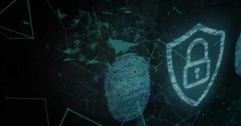 Cybersecurity and data protection symbolized by digital fingerprint and padlock Stock Illustration