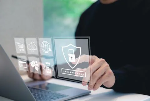Cybersecurity and Data Protection Technology Concept. Stock Photos
