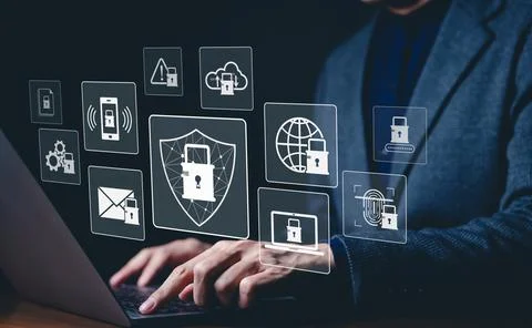 Cybersecurity and data protection technology concept. Stock Photos