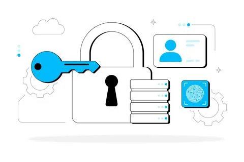 Cybersecurity and data protection vector illustration Stock Illustration