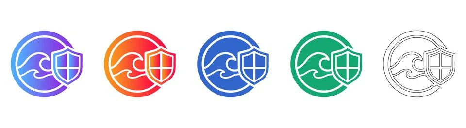 Cybersecurity and Data Protection Wave Icons Ilustración de archivo