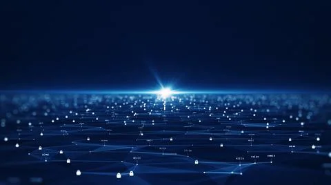 Cybersecurity and digital data protection technology concept. Connection of s Stock-Illustration