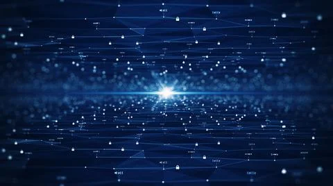 Cybersecurity and digital data protection technology concept. Connection of s Stock Illustration