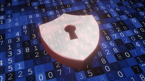 Cybersecurity and information or network protection. Blinking alarm shield, i Stock Footage 123374428
