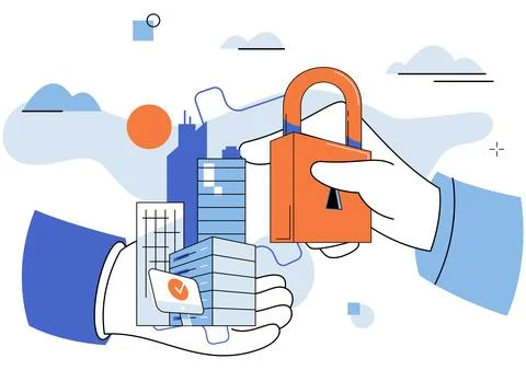 Cybersecurity and information or network protection. Future cyber technology Stockillustratie