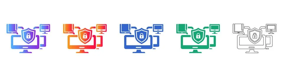 Cybersecurity and Network Data Protection Icons Illustrazione stock