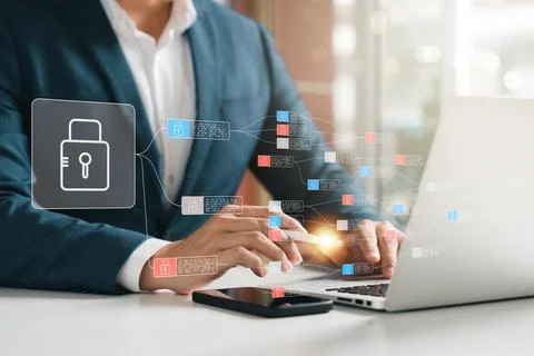 Cybersecurity and privacy concept of data protection, secure encryption tec.. Stock Photos